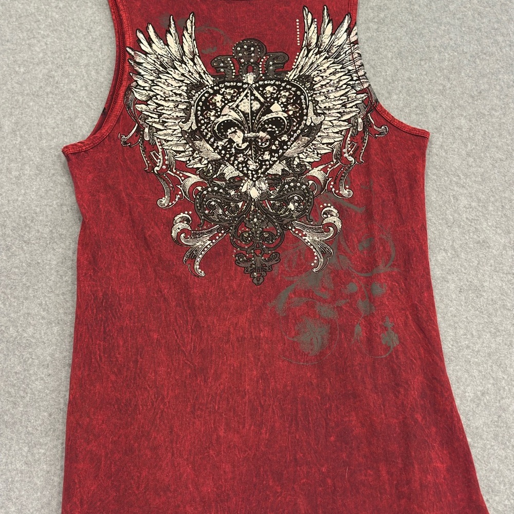 Women's Red Graphic Rhinestone Tank Top - Picture 5 of 9